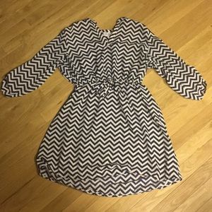 Tan and dark blue dress